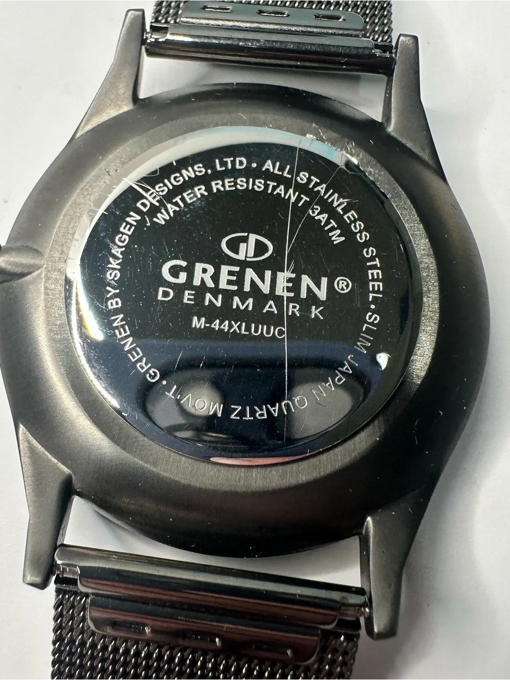Grenen Denmark M-44XLUUC Steel Mesh Watch Gray Dial Day Date Quartz Box